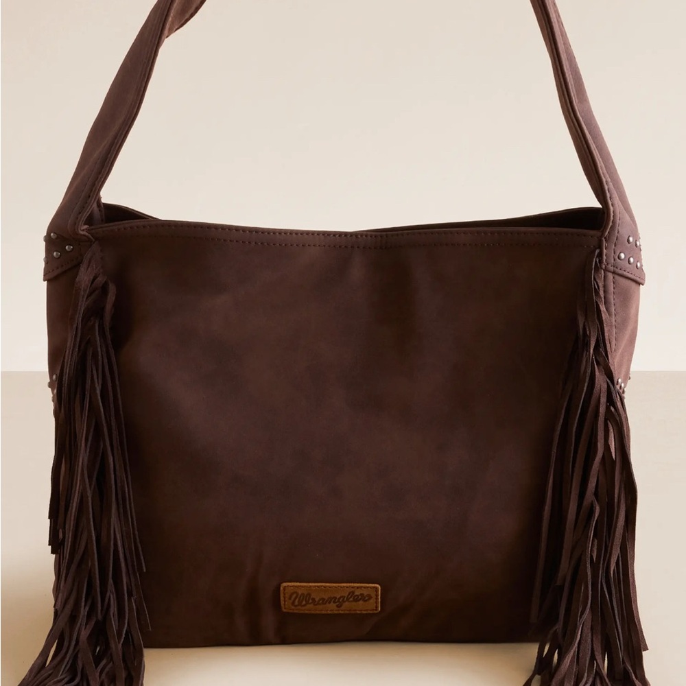Wrangler Studded Leather Fringe Hobo Bag